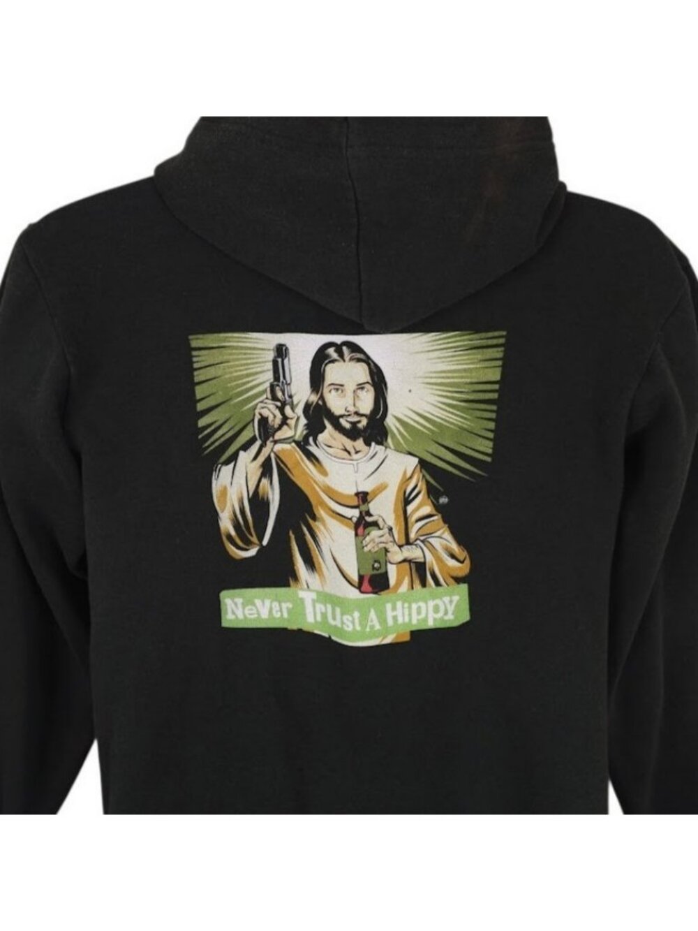 Vintage NOFX Sweatshirt Hoodie Mens Size XS Black Y2K Never Trust A Hippy Zip Up